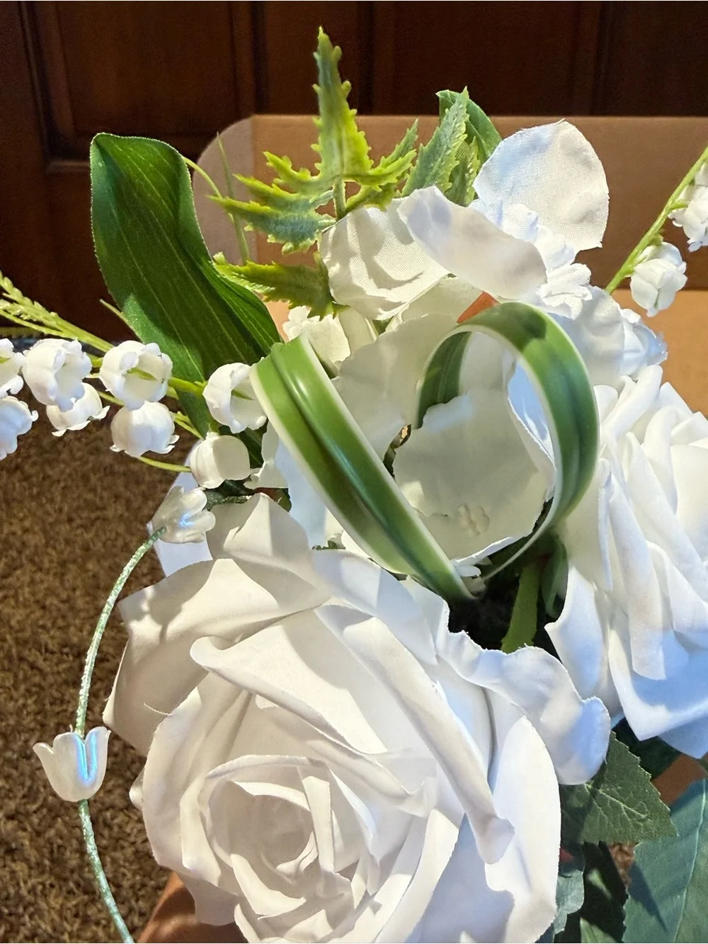 Ling's moment Pew Decorations for Weddings, Lily White Aisle Chair Flowers | 8pc